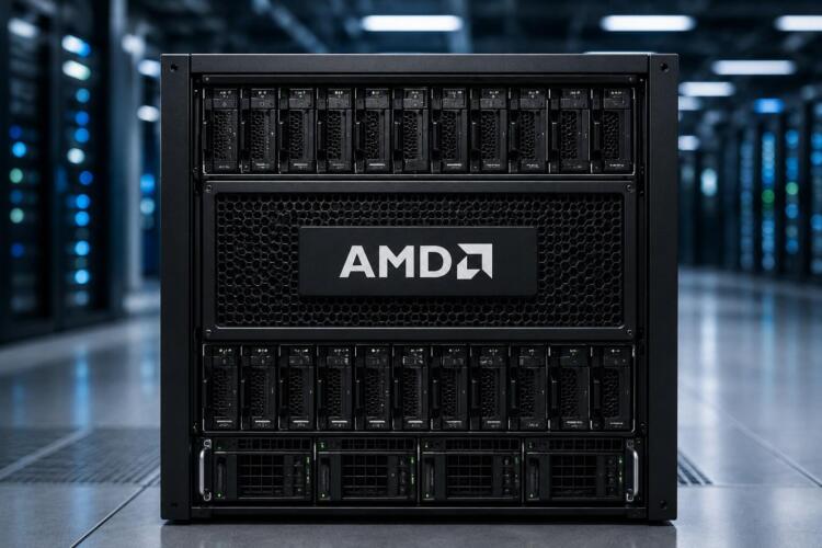 Servidor de AMD para inteligencia artificial en un centro de datos.