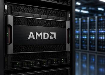 Servidor de IA de AMD en un moderno centro de datos.