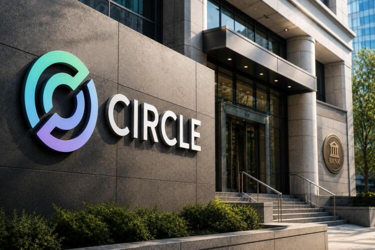 Logotipo de Circle en un edificio institucional tras recibir autorización bancaria.