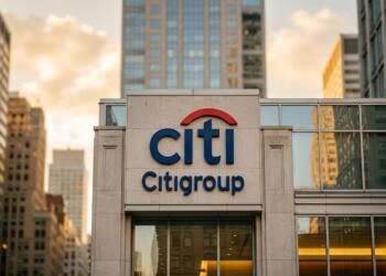 Logotipo de Citigroup en un entorno financiero corporativo moderno