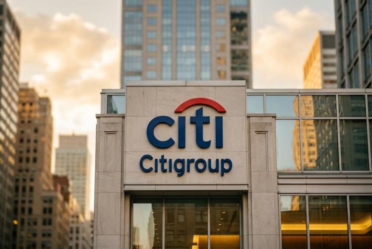 Logotipo de Citigroup en un entorno financiero corporativo moderno