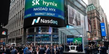 Ceremonia de apertura en Times Square para la entrada de SK Hynix al NASDAQ.