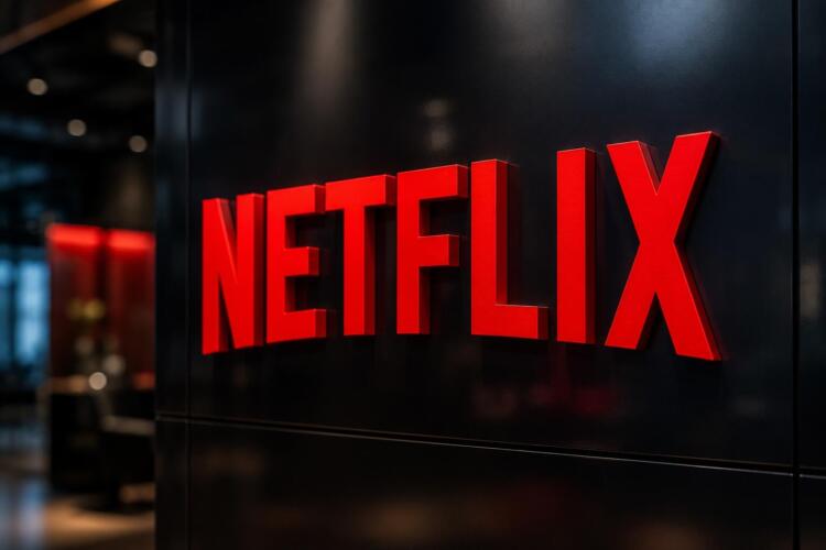 Logotipo de Netflix en un entorno corporativo moderno y elegante.