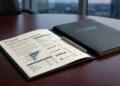 Carpeta con informes financieros de Ritholtz Wealth Management sobre una mesa de madera.