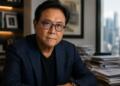 Robert Kiyosaki en una oficina durante un análisis económico.