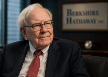 Warren Buffett en un entorno corporativo de Berkshire Hathaway.
