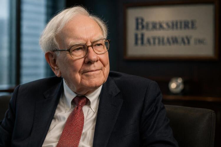 Warren Buffett en un entorno corporativo de Berkshire Hathaway.