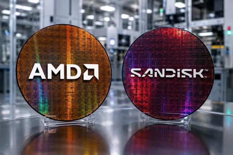 Obleas de AMD y Sandisk en una planta de semiconductores