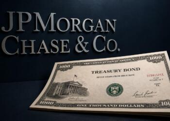 JPMorgan y un bono del Tesoro de EE.UU. en una composición financiera.