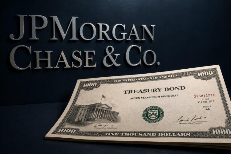 JPMorgan y un bono del Tesoro de EE.UU. en una composición financiera.
