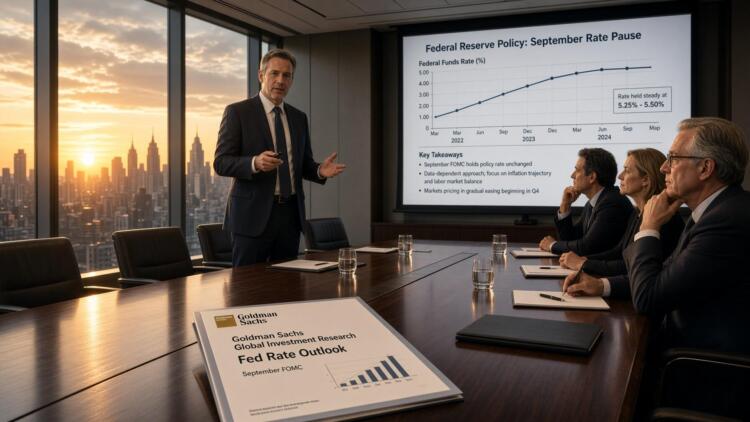 Ejecutivo presenta un reporte de Goldman Sachs sobre las perspectivas de tasas de la Fed.