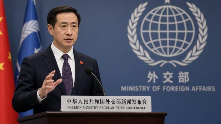 Portavoz del Ministerio de Asuntos Exteriores de China habla en una rueda de prensa.