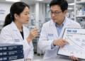 Científicos de Revolution Medicines revisan carpetas y gráficos del estudio RM-108, contra el cáncer.