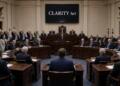 Legisladores en el Congreso de EE. UU. votan en una sesión sobre la CLARITY Act.