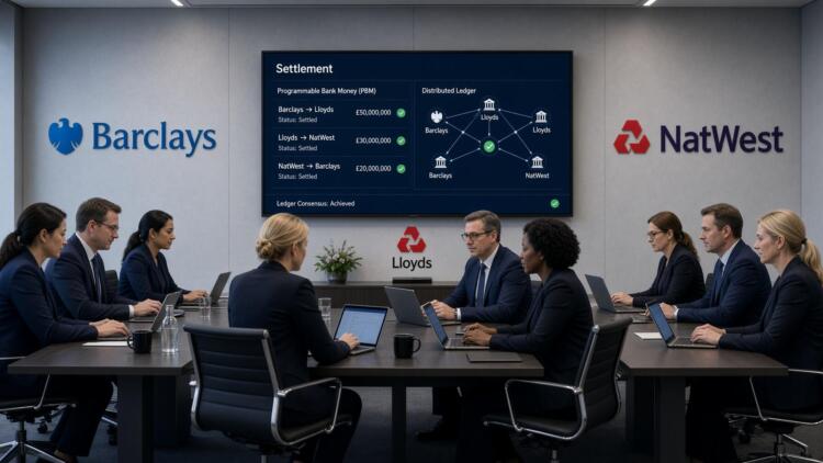 Representantes de Barclays, NatWest y Lloyds en una reunión con datos de liquidación.