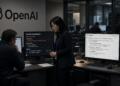 Investigadores revisan pantallas con alertas de brecha de seguridad en oficinas de OpenAI.