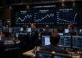 Operadores de Citadel Securities y Evercore observan gráficos económicos en pantallas.