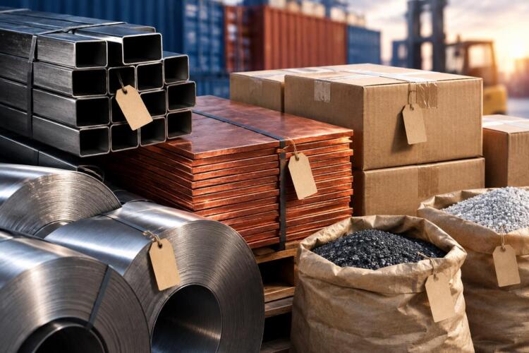 Precios mayoristas representados por bienes industriales y cajas.