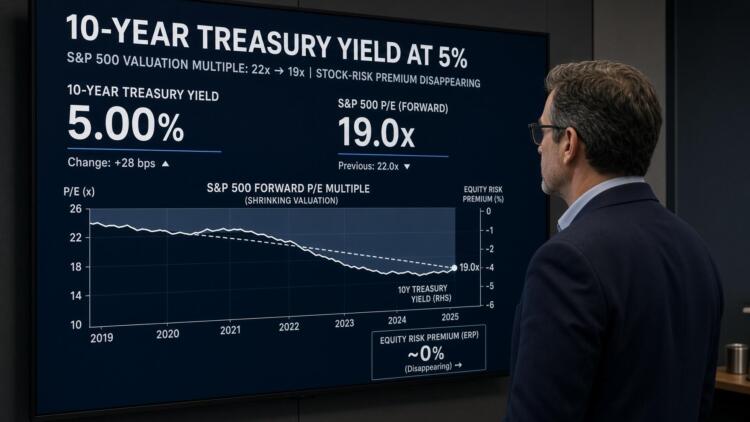 Un analista observa una pantalla con gráficos sobre el rendimiento del bono a 10 años.