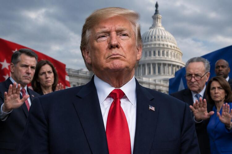 Donald Trump frente al Capitolio con legisladores en desacuerdo.