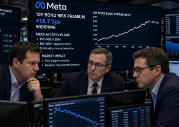 Tres analistas observan pantallas con datos sobre bonos y planes de inversión de Meta.