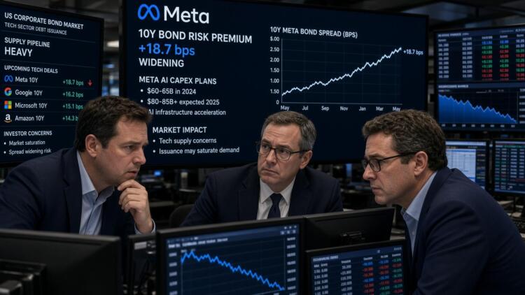 Tres analistas observan pantallas con datos sobre bonos y planes de inversión de Meta.