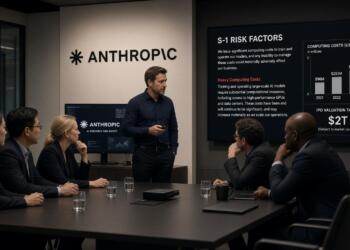 Un expositor presenta factores de riesgo y costos de Anthropic ante directivos.