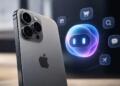 iPhone de Apple junto a un agente de inteligencia artificial.