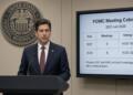 Un orador presenta el calendario de reuniones y sesiones de votación del FOMC.