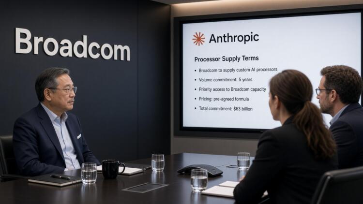 Representantes se reúnen frente a una pantalla con términos de suministro de Anthropic