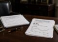 Documentos de la Oficina de Análisis Económico y billetes de dólar sobre un escritorio.