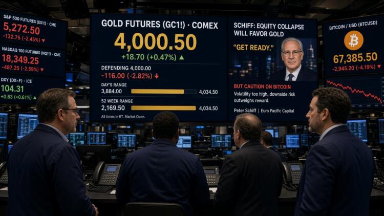 Operadores observan pantallas con el precio del oro superando los 4,000 dólares.