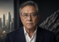 Retrato serio de Robert Kiyosaki con gafas y traje oscuro.